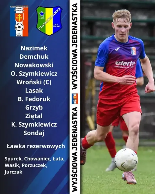 Wyjściowa jedenastka na dzisiejsze derby z Piaskowianką Piaski