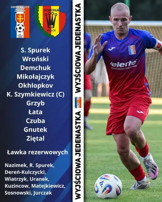 Wyjściowa jedenastka na dzisiejsze spotkanie z Koroną III Kielce