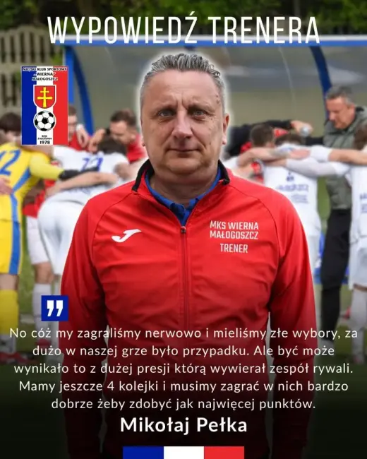 Wypowiedź trenera Mikołaja Pełki po niedzielnym spotkaniu w Pawłowie